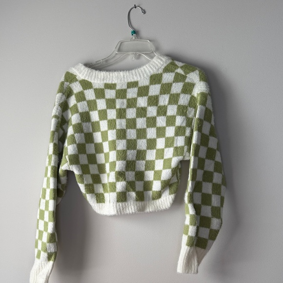 La Hearts Olive and White Checkered Cardigan - Picture 4 of 4